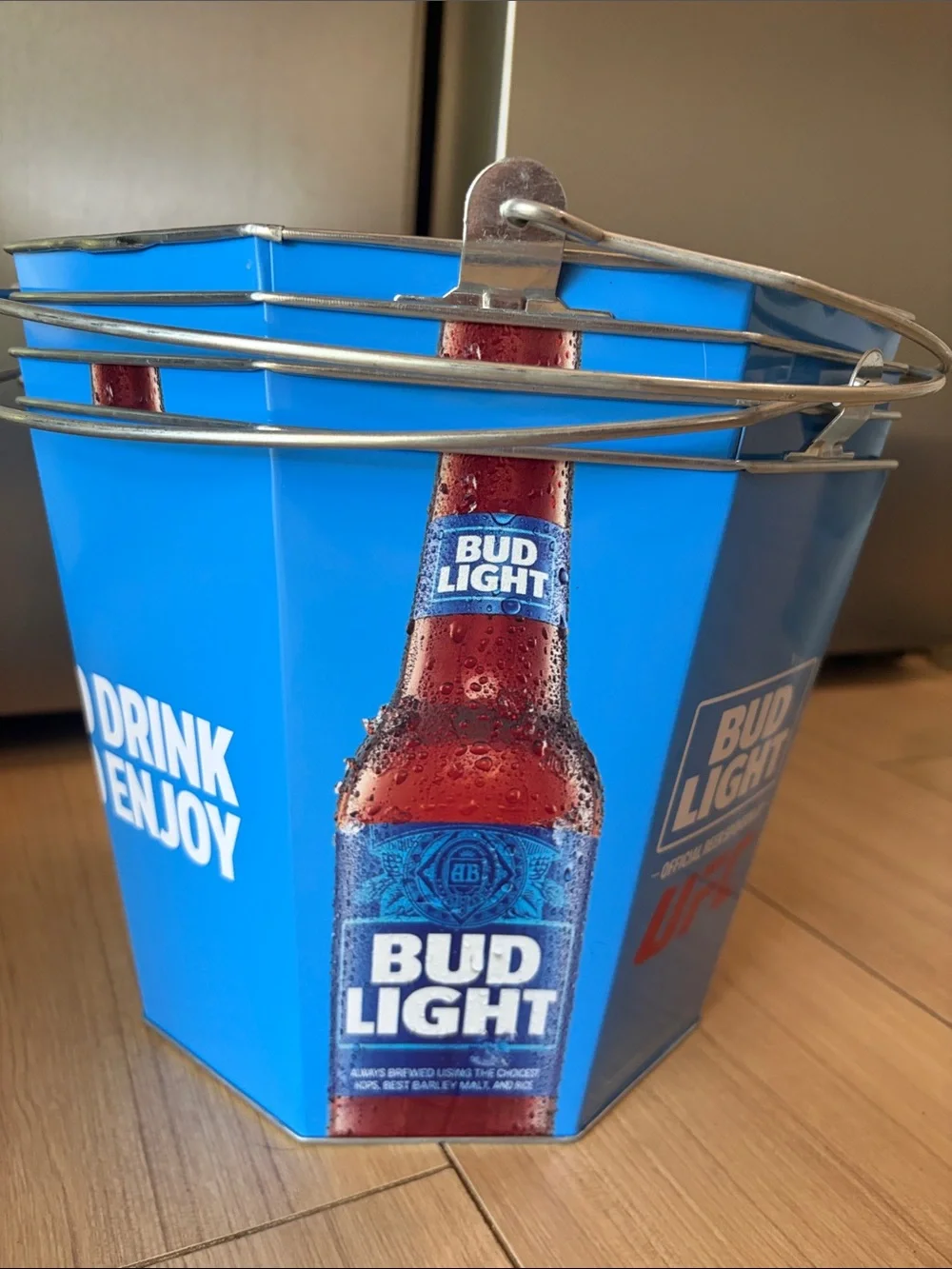 Bud Light Blue Metal Beer Bucket - Branded Party Ice Bucket (set of 4)